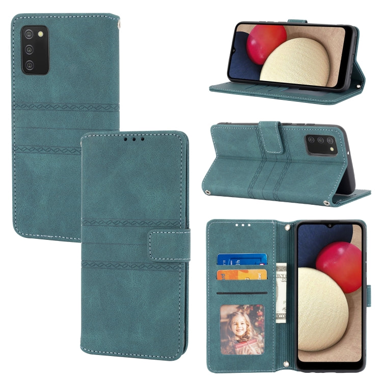 Custodia in pelle per telefono a conchiglia orizzontale con fibbia magnetica a righe in rilievo, For Samsung Galaxy A03s 164.2mm US Version