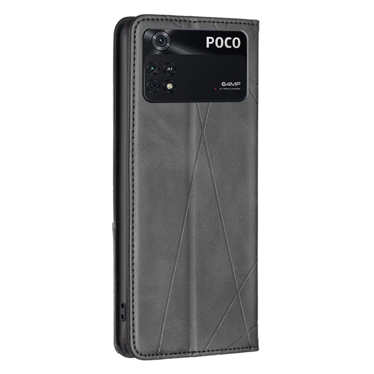 Custodia magnetica in pelle con trama a rombo per Xiaomi Poco M4 Pro e Xiaomi