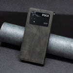 Custodia magnetica in pelle con trama a rombo per Xiaomi Poco M4 Pro e Xiaomi