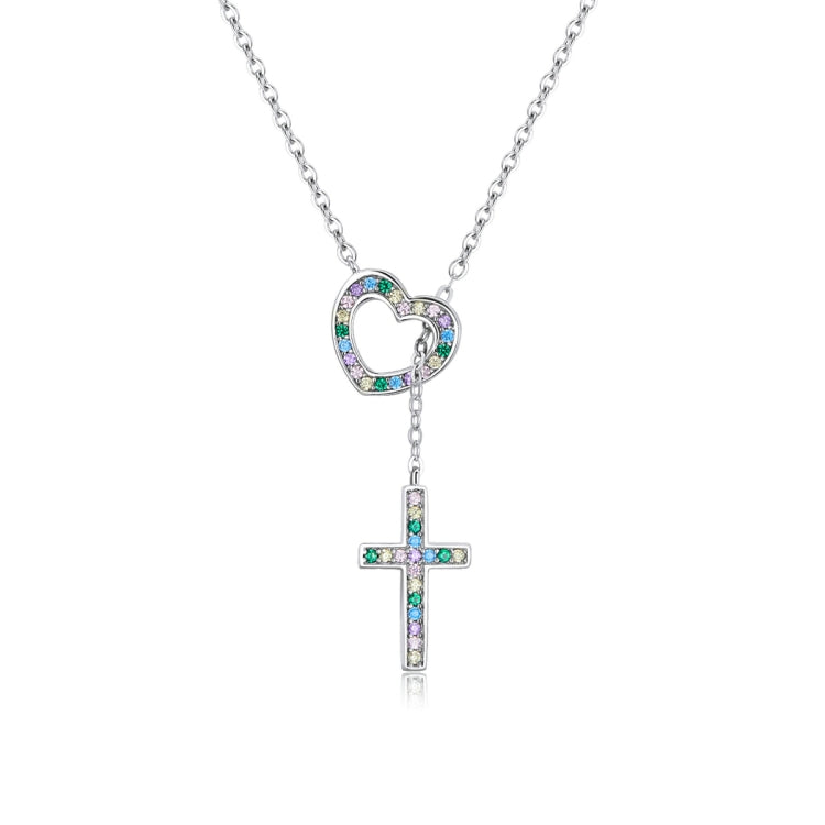Collana donna croce a cuore in argento sterling S925