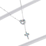 Collana donna croce a cuore in argento sterling S925