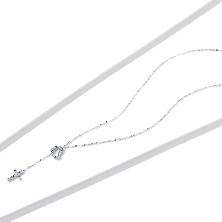 Collana donna croce a cuore in argento sterling S925