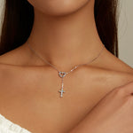 Collana donna croce a cuore in argento sterling S925