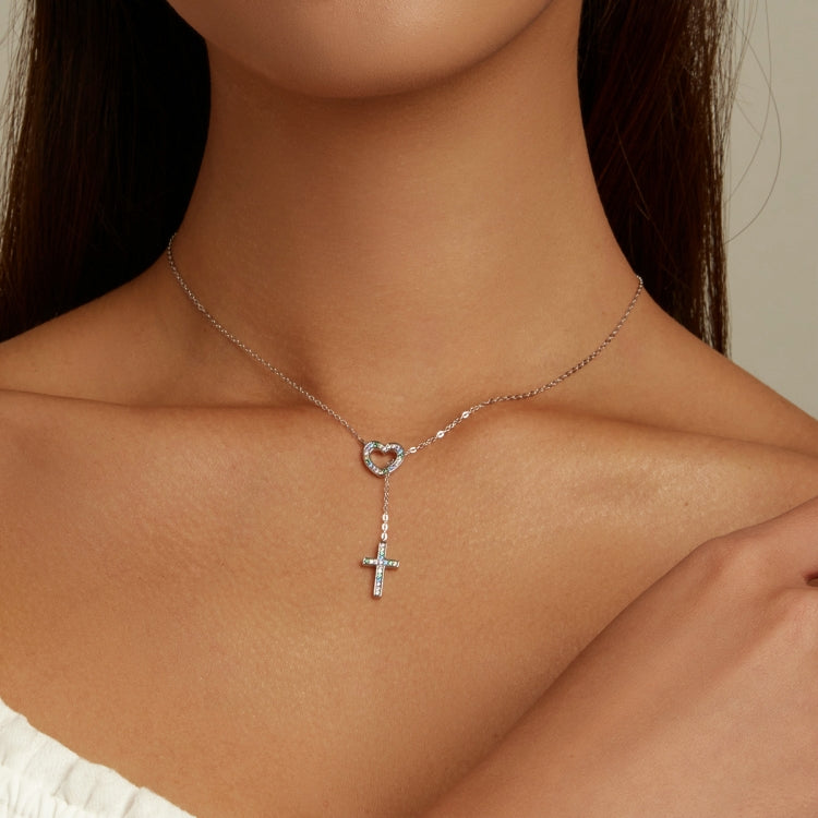 Collana donna croce a cuore in argento sterling S925