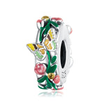 Perline farfalla e fiore in argento sterling S925