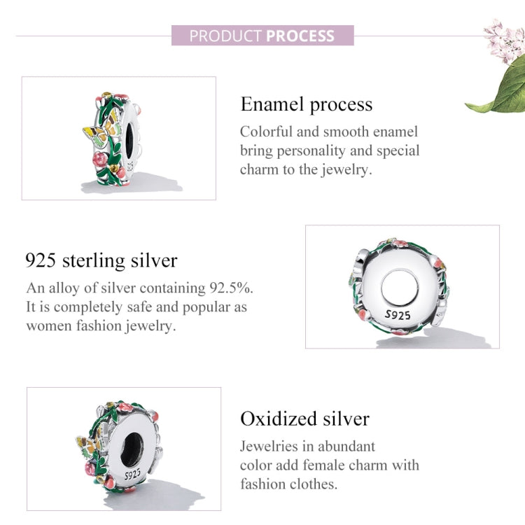 Perline farfalla e fiore in argento sterling S925