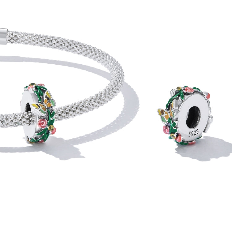 Perline farfalla e fiore in argento sterling S925