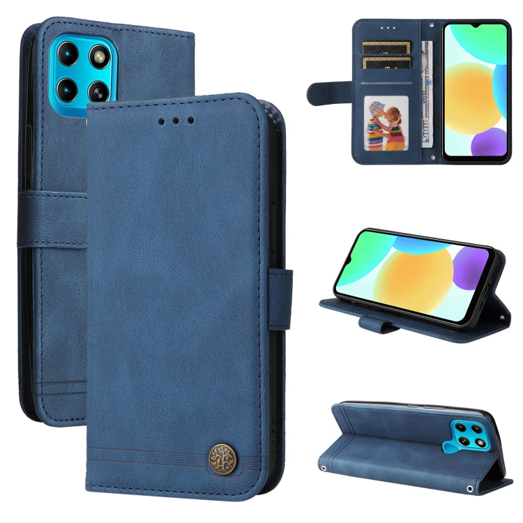 Custodia pelle con bottone metallo albero della vita per Infinix Hot 11, Infinix