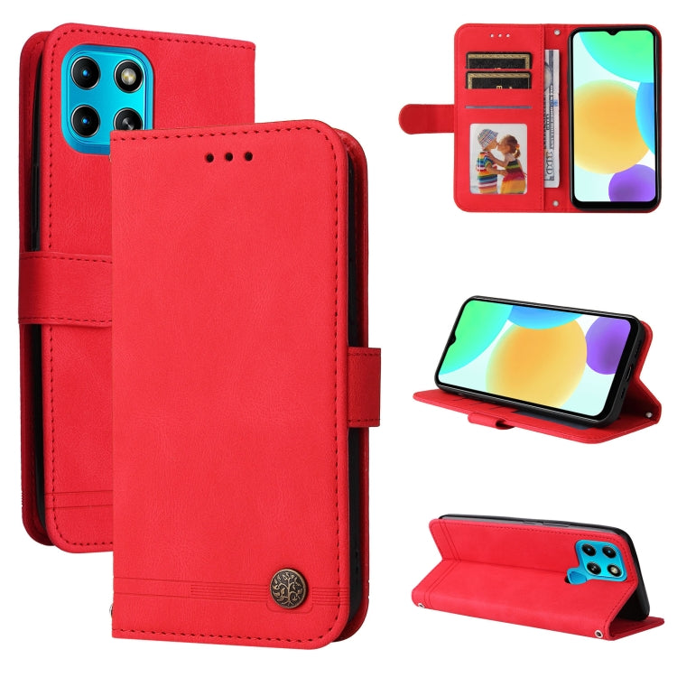 Custodia pelle con bottone metallo albero della vita per Infinix Hot 11, Infinix