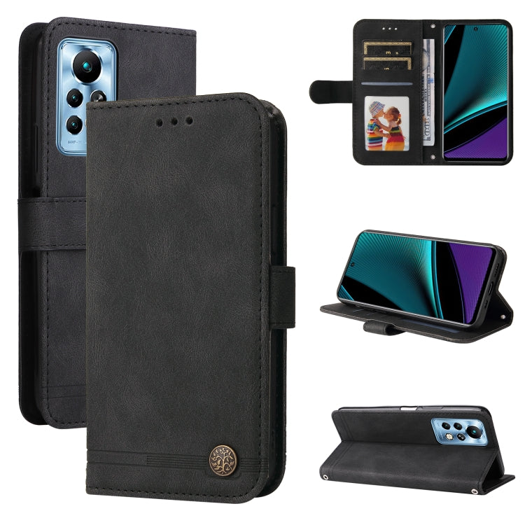Custodia pelle con bottone metallo albero della vita per Infinix Hot 11, Infinix