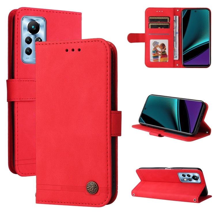 Custodia pelle con bottone metallo albero della vita per Infinix Hot 11, Infinix