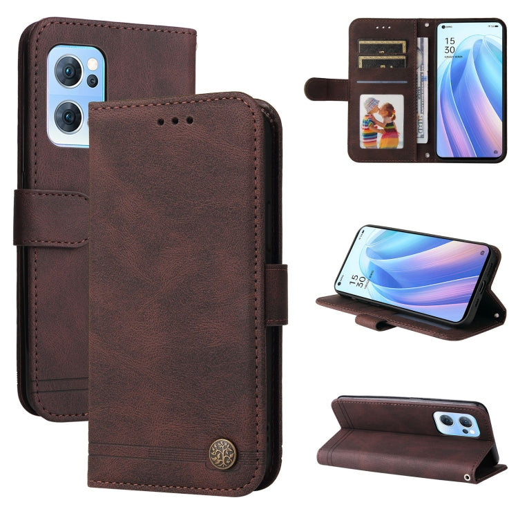 Custodia pelle con bottone metallo albero della vita per Infinix Hot 11, Infinix