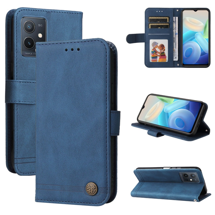 Custodia per telefono in pelle con bottone in metallo per vivo Y55 Y75 T1 5G