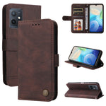 Custodia per telefono in pelle con bottone in metallo per vivo Y55 Y75 T1 5G