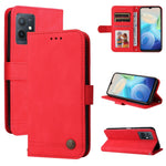 Custodia per telefono in pelle con bottone in metallo per vivo Y55 Y75 T1 5G