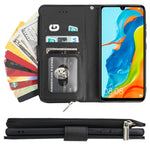 Custodia in pelle flip orizzontale con cerniera per Huawei P30 Lite, P30 Pro