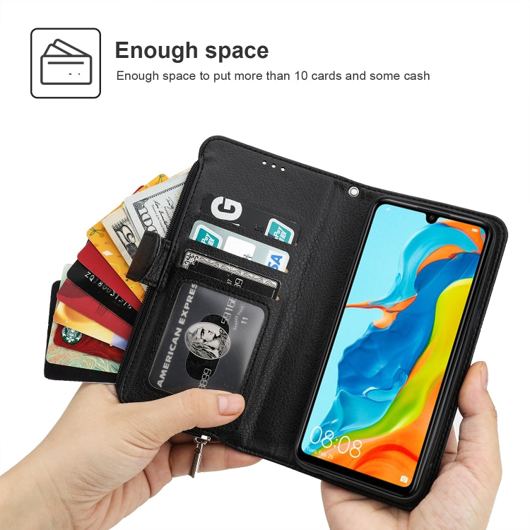 Custodia in pelle flip orizzontale con cerniera per Huawei P30 Lite, P30 Pro