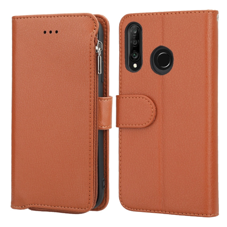 Custodia in pelle flip orizzontale con cerniera per Huawei P30 Lite, P30 Pro