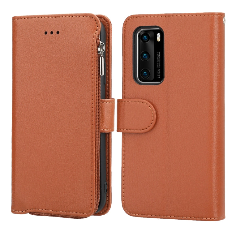 Custodia in pelle flip orizzontale con cerniera per Huawei P30 Lite, P30 Pro