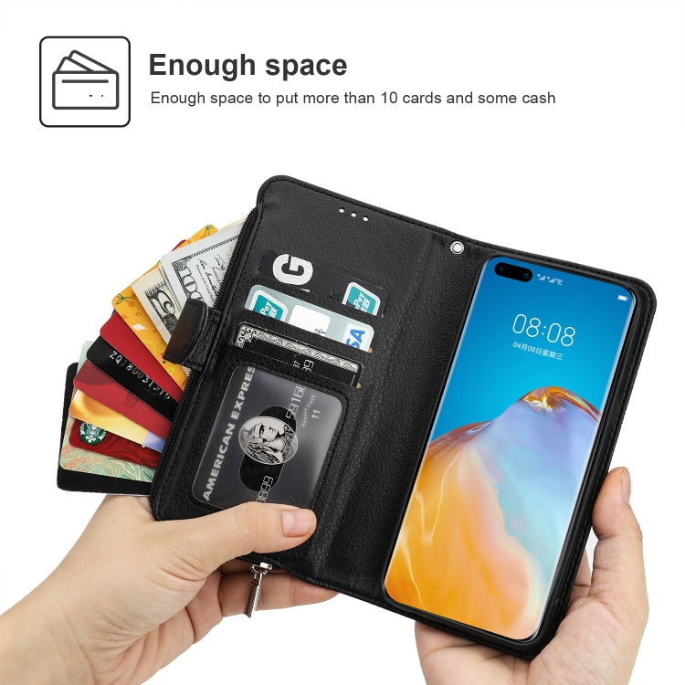 Custodia in pelle flip orizzontale con cerniera per Huawei P40 Pro / P40 Pro+