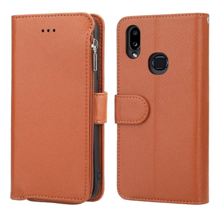 Custodia portafoglio in pelle con cerniera per Samsung Galaxy A20