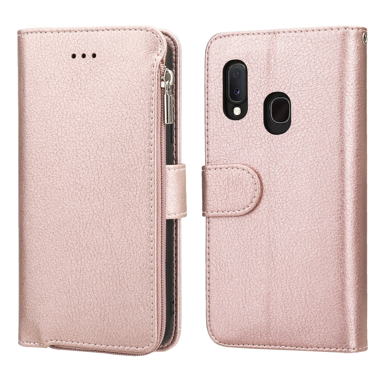 Custodia portafoglio in pelle con cerniera per Samsung Galaxy A20