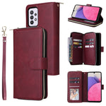 Custodia portafoglio in pelle con 9 slot per carte per Samsung