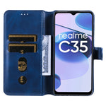 Custodia in pelle a conchiglia classica in vitello per OPPO Realme C35, Honor 50