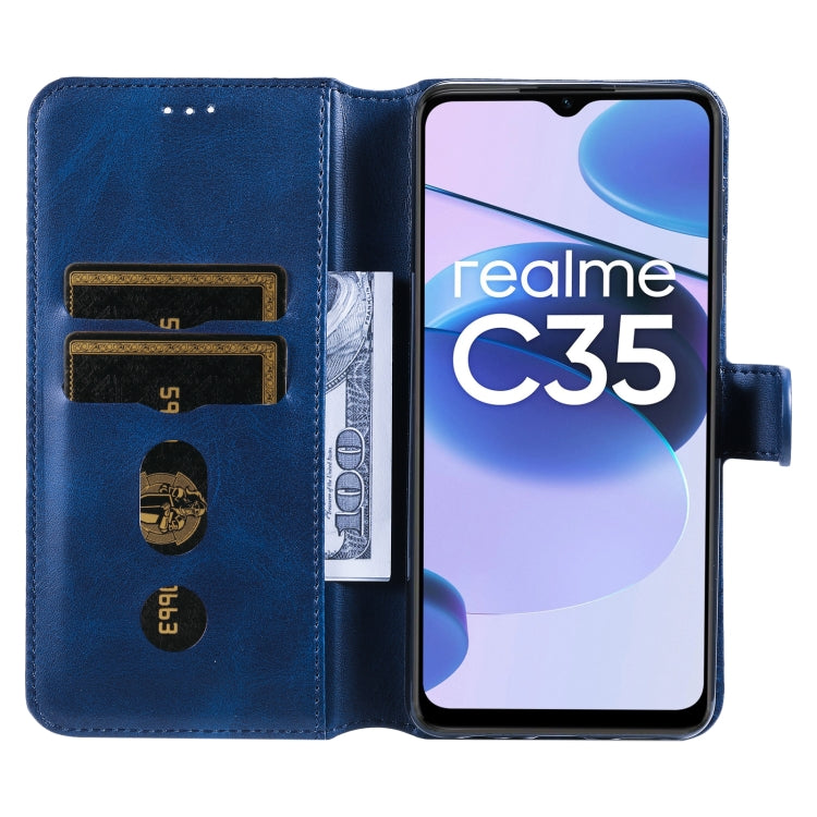 Custodia in pelle a conchiglia classica in vitello per OPPO Realme C35, Honor 50