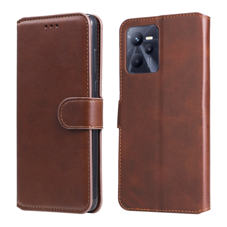 Custodia in pelle a conchiglia classica in vitello per OPPO Realme C35, Honor 50