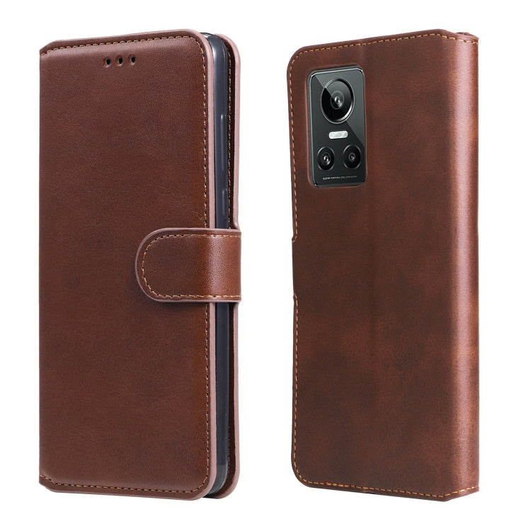 Custodia in pelle a conchiglia classica in vitello per OPPO Realme C35, Honor 50