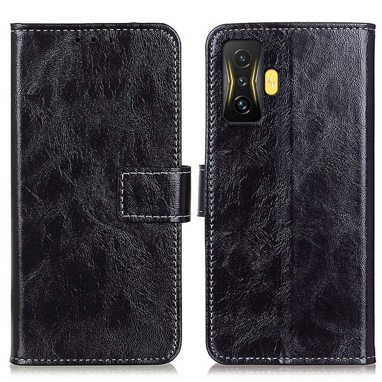 Cassa telefono in pelle con texture retrò Crazy Horse per Xiaomi Poco F4 GT 5G