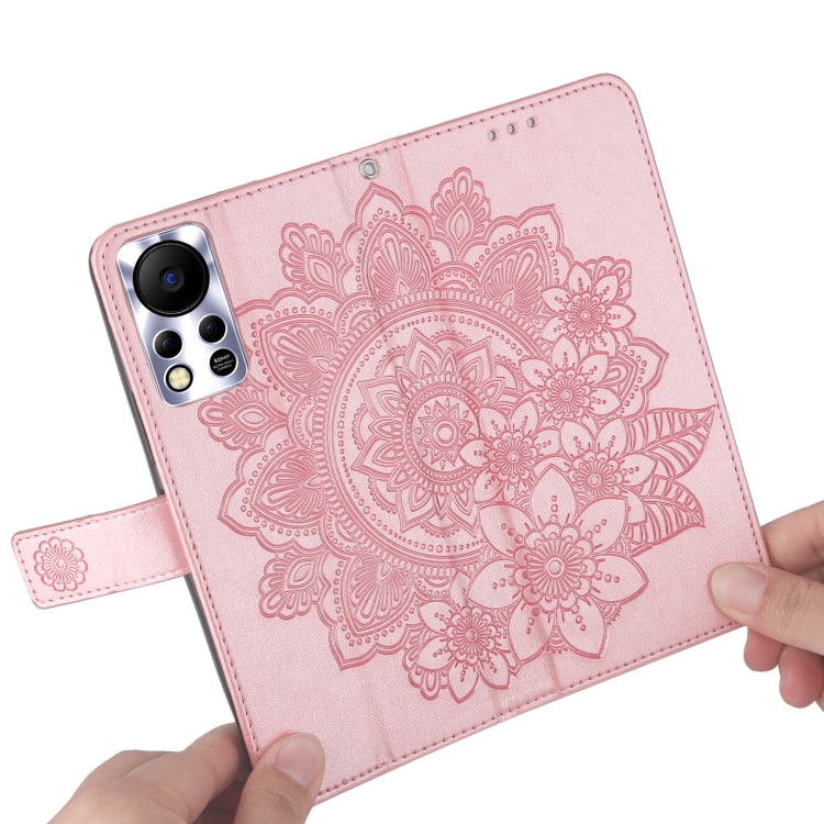 Custodia in pelle con flip in rilievo a fiori per Infinix Hot 11S NFC, OPPO