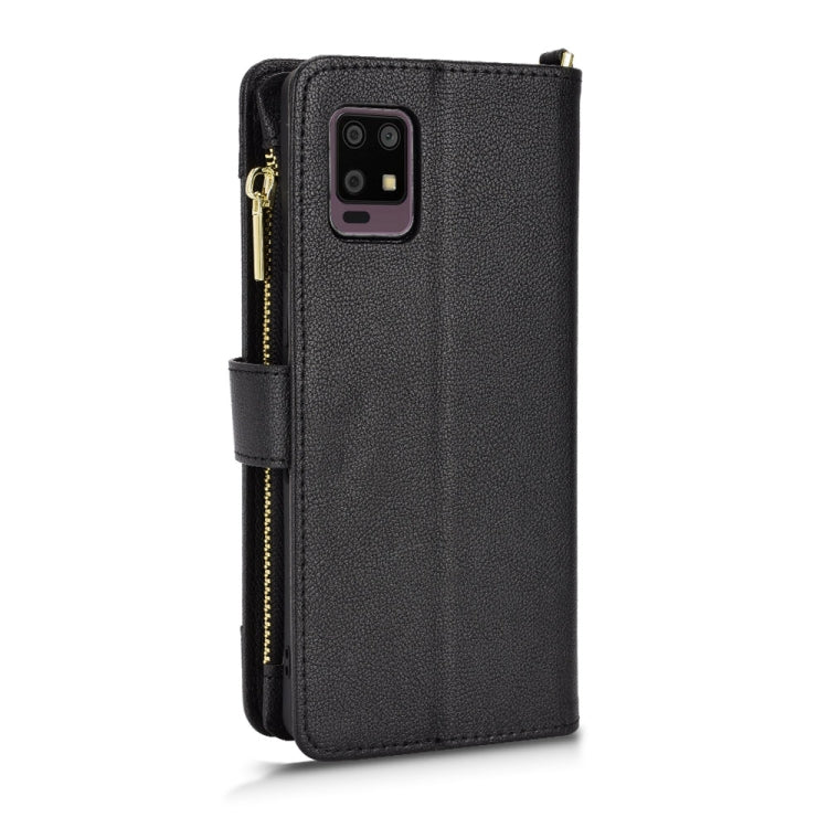 Custodia in pelle con cerniera texture Litchi per Sharp Aquos Zero6, Aquos Wish