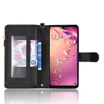 Custodia in pelle con cerniera texture Litchi per Sharp Aquos Zero6, Aquos Wish