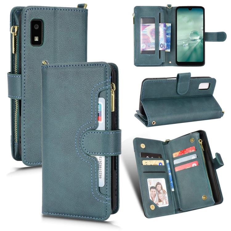 Custodia in pelle con cerniera texture Litchi per Sharp Aquos Zero6, Aquos Wish