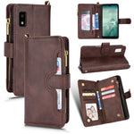 Custodia in pelle con cerniera texture Litchi per Sharp Aquos Zero6, Aquos Wish