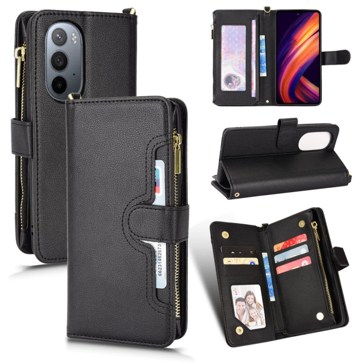 Custodia in pelle con cerniera texture Litchi per Sharp Aquos Zero6, Aquos Wish