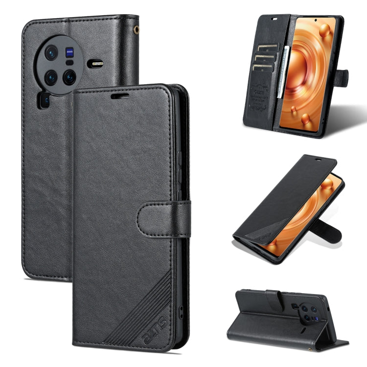 Custodia in pelle di pecora per vivo X80 con supporto e slot portafoglio