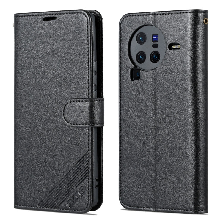 Custodia in pelle di pecora per vivo X80 con supporto e slot portafoglio