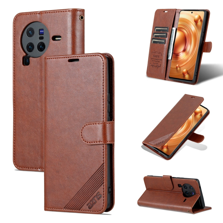 Custodia in pelle di pecora per vivo X80 con supporto e slot portafoglio