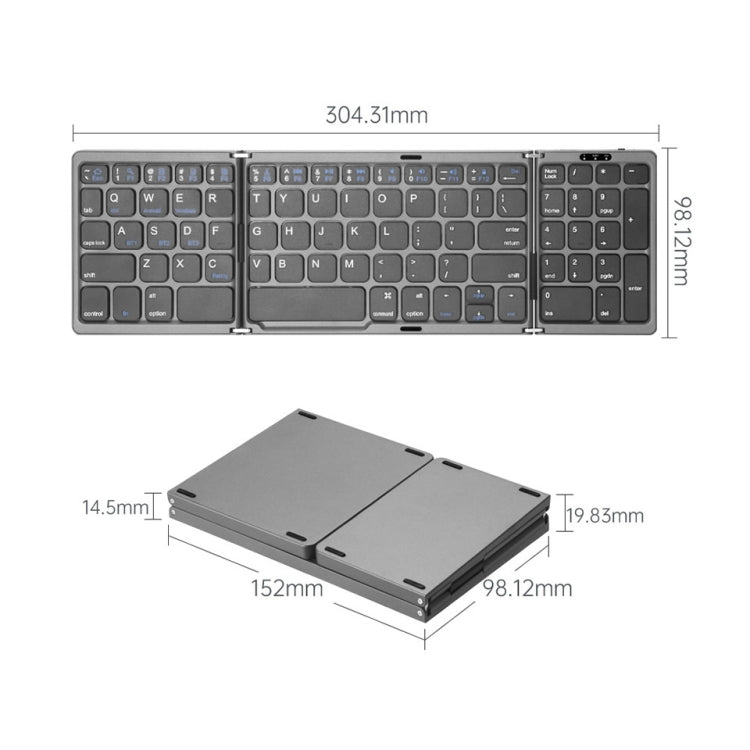 Tastiera pieghevole Bluetooth 5.1 con touchpad ricaricabile