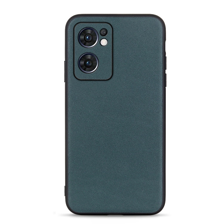 Cassa telefono in vera pelle con trama in pelle di agnello per OPPO Reno7 5G