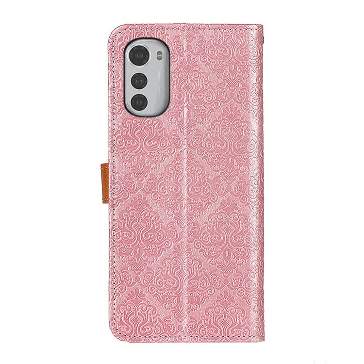 Custodia pelle flip goffrata floreale per Motorola Moto E32 4G e OnePlus CE 2