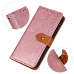 Custodia pelle flip goffrata floreale per Motorola Moto E32 4G e OnePlus CE 2