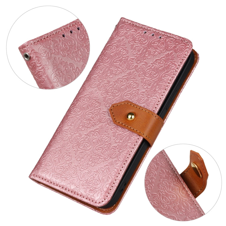 Custodia pelle flip goffrata floreale per Motorola Moto E32 4G e OnePlus CE 2