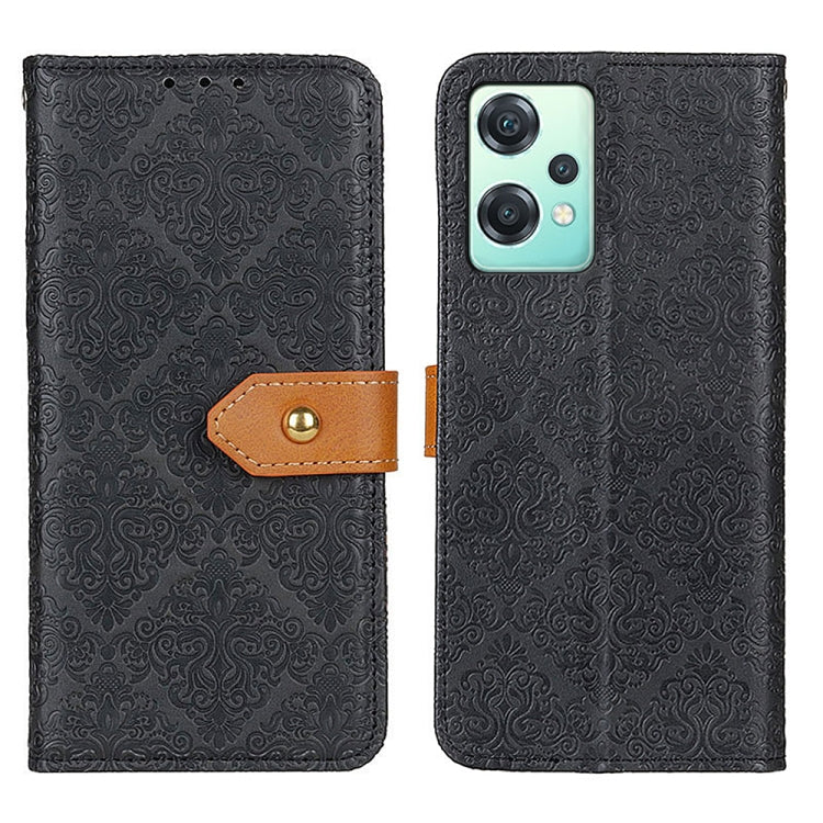 Custodia pelle flip goffrata floreale per Motorola Moto E32 4G e OnePlus CE 2