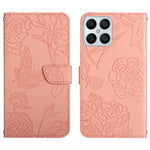 Custodia in pelle goffrata con peonia per Honor Magic4 Lite 5G, Honor X8 e