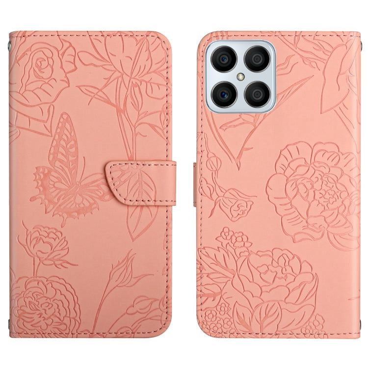 Custodia in pelle goffrata con peonia per Honor Magic4 Lite 5G, Honor X8 e