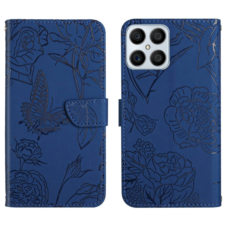 Custodia in pelle goffrata con peonia per Honor Magic4 Lite 5G, Honor X8 e